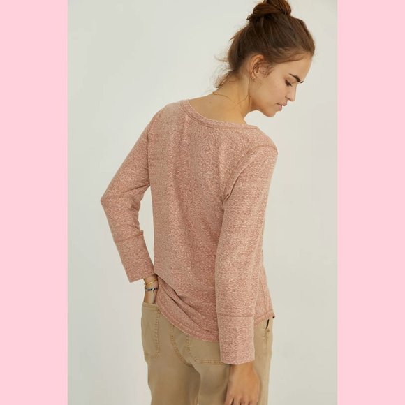 Anthropologie Agatha Cozy Terra Cotta Henley Top NWOT - Picture 3 of 6